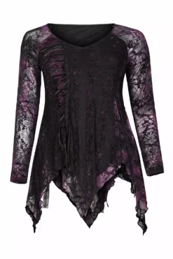 Violet Witch Tattered Top -Creepsville Horror Shop 00974