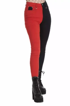 Mismatched Split Leg Pants [RED/BLACK] -Creepsville Horror Shop 1659026467TR31155BLKRED 4