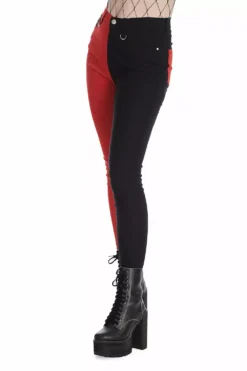 Mismatched Split Leg Pants [RED/BLACK] -Creepsville Horror Shop 1659524051TR31155BLKRED 3