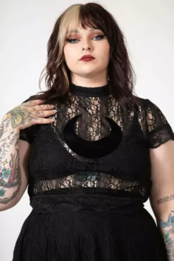 Moon Rays Lace Crop Top -Creepsville Horror Shop 212copy