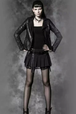 Diabolical Pleated Mini Skirt -Creepsville Horror Shop 4544utruj