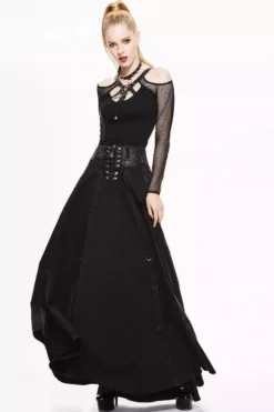 Bustle Harness Maxi Skirt -Creepsville Horror Shop 57865765768