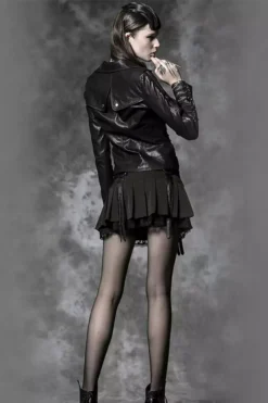 Diabolical Pleated Mini Skirt -Creepsville Horror Shop 6u765jyjg