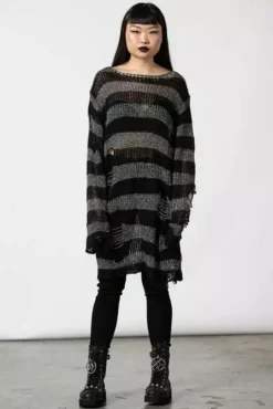 Abyss Knit Sweater [BLACK/GLITTER] [UNISEX] -Creepsville Horror Shop ABYSS KNIT SWEATER W B x670 be158358 33d9 4f12 b9ce 959bb73fe967