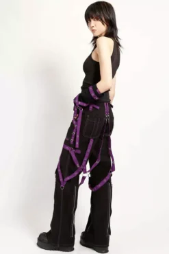 Tripp NYC Multi-Eyelet Pants [Black/Purple] -Creepsville Horror Shop AF4360 BLKPURP FULL 1000xcopy