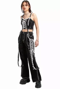 Lolita Dark Street Pants [Black/White] -Creepsville Horror Shop AF4380 BLK FULL
