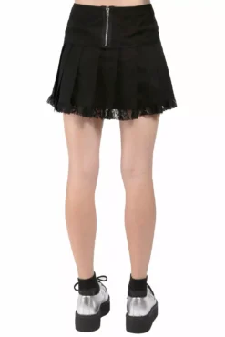 Lolita Pleated Skirt [Black/Black] -Creepsville Horror Shop AF4386 BLKBLK B