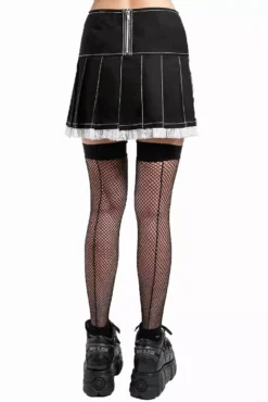 Lolita Pleated Skirt [Black/White] -Creepsville Horror Shop AF4386 BLKWHT B