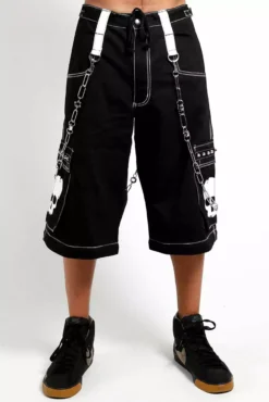 Tripp NYC Skull Bondage Pants [Black/White] -Creepsville Horror Shop AF7049M BLKWHT SHORT 1000xcopy