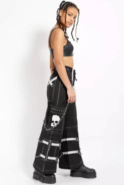 Tripp NYC Skull Bondage Pants [Black/White] -Creepsville Horror Shop AF7049 BLKWHT FULL 1000xcopy