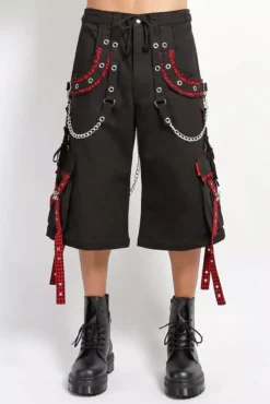 Tripp NYC Peep Dark Street Pants [BLACK/RED] -Creepsville Horror Shop AF7123M BLKREDGING SHORT 1000x 22a328b6 08c3 4f0e a0e7 6500e6b4357e