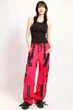 Tripp NYC Dark Cuff Pants [Pink/Black] -Creepsville Horror Shop AF7240M PINK FULL 1000xcopy