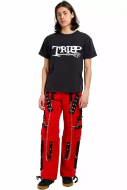 Tripp Dark Cuff Pants [Red] -Creepsville Horror Shop AF7240M RED FULL TRIPPLOGO
