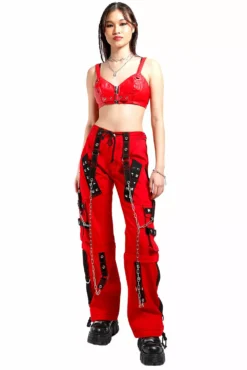 Tripp Dark Cuff Pants [Red] -Creepsville Horror Shop AF7240 RED FULL