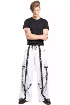 Tripp Pyramid Stud Pants [White] -Creepsville Horror Shop AF7383M WHTBLK FL 1622x a91273a1 c150 4720 afde a6fdb22e2788