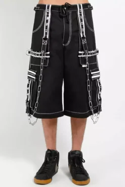 Tripp NYC Crazy Piper Pants [Black/White] -Creepsville Horror Shop AF7512M BLKWHT SHORTF 1000xcopy