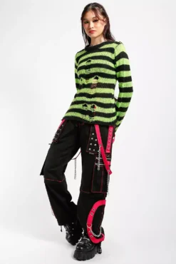 Tripp Step Chain Pants [Black/Pink] -Creepsville Horror Shop AF7713 BLKPINK FULL