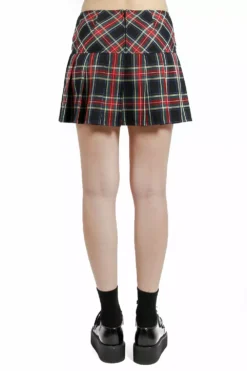 Tripp NYC Pleated Skirt [Black Plaid] -Creepsville Horror Shop AG1244 BLKPLD B
