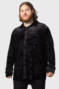 Alchemight Burnout Button-Up Shirt [UNISEX] -Creepsville Horror Shop ALCHEMIGHT BURNOUT BUTTON UP SHI