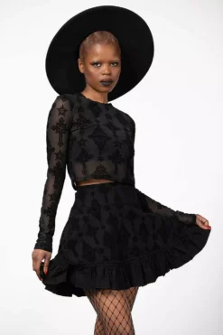 Creepsville Horror Shop 17 Amelie Flocked Mini Skirt