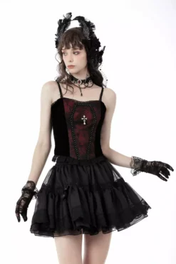 Burgundy Blood Ruffle Top -Creepsville Horror Shop AVril Lavinge Top
