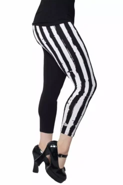 Strange & Unusual Stripe Capri Leggings -Creepsville Horror Shop Artboard1