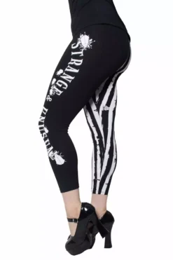 Strange & Unusual Stripe Capri Leggings -Creepsville Horror Shop Artboard3