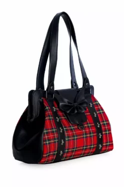 Batwing Bow Plaid Bag [RED] -Creepsville Horror Shop BG34277RED1