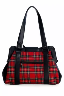 Batwing Bow Plaid Bag [RED] -Creepsville Horror Shop BG34277RED3