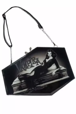 Vampira Skull Kiss Lock Deluxe Coffin Handbag