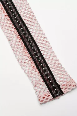 Grave Rave Fishnet Top [PASTEL PINK] -Creepsville Horror Shop Baby Pink Fishnet Shirt