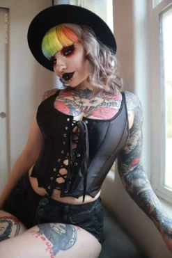 Bat Wing Corset Top -Creepsville Horror Shop Bat wing corset top2 600x900copy