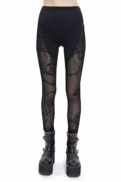 Victorian Charms Cut-Out Leggings -Creepsville Horror Shop Beaded Leggings
