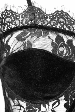 Lore Lace Crop Top -Creepsville Horror Shop Black Velvet Top