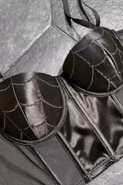 Black Widow Corset Top -Creepsville Horror Shop Black widow corset Product photo 6 600x900copy
