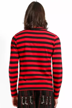 Tripp Stripe Knit Top [Red/Black] -Creepsville Horror Shop CK7663M STRIPEBLKRED B 1