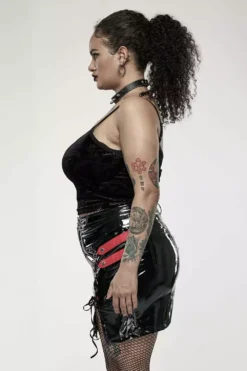 Hot Blood Vinyl Mini Skirt -Creepsville Horror Shop DQ578BQF 01