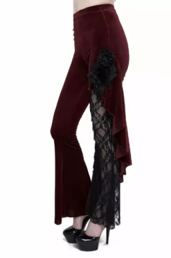 Red Wine Velvet Bell Bottoms -Creepsville Horror Shop EPT01102 12
