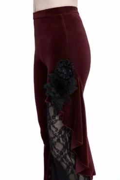 Red Wine Velvet Bell Bottoms -Creepsville Horror Shop EPT01102 13