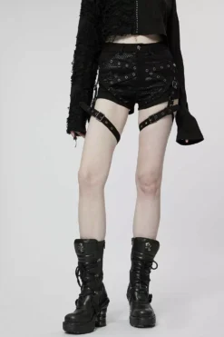 High-Waisted Garter Shorts 15 High-Waisted Garter Shorts -Creepsville Horror Shop Emo Short Shorts