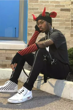 Tripp Straight-Leg Bondage Pants [Black] -Creepsville Horror Shop EmoAesthetic