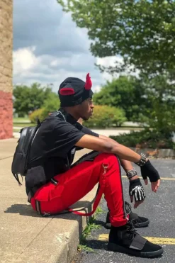 Tripp NYC Split Leg Bondage Pants [Black/Red] -Creepsville Horror Shop EmoSTyle b8110e95 fd71 4e0c aa0b 973d949d0f73