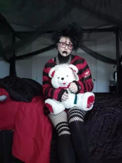 Red/Black Striped Distressed Sweater -Creepsville Horror Shop F4216B0C 4BB6 4019 A925 60C3575DEFE5