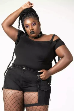 Fury Road Denim Garter Shorts -Creepsville Horror Shop FURY ROAD DENIM GARTER SHORTS PLUS W B x1600copy