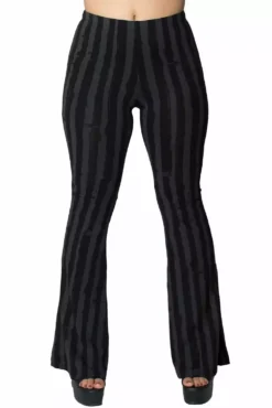 Distressed Stripe Grey Flare Leggings