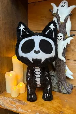 Skelekitty Plush Toy [Deluxe] -Creepsville Horror Shop Gothic Cute Stuffed Plush Toy