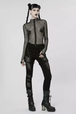 Club Creature Fishnet Top [BLACK] -Creepsville Horror Shop Gothic Netted SHirt