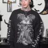Vampire Castle Sweatshirt W/ Bat Sleeves [BLACK/WHITE] -Creepsville Horror Shop Gothic Vampire Jacket