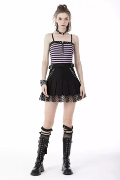 High Waisted Punk Pleated Skirt -Creepsville Horror Shop Highwaisted Punk Skirt