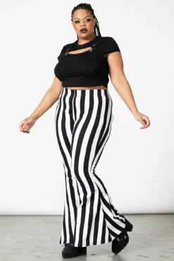 Inferno Room Flares [WHITE STRIPE] -Creepsville Horror Shop INFERNO ROOM FLARES WHITE PLUS W